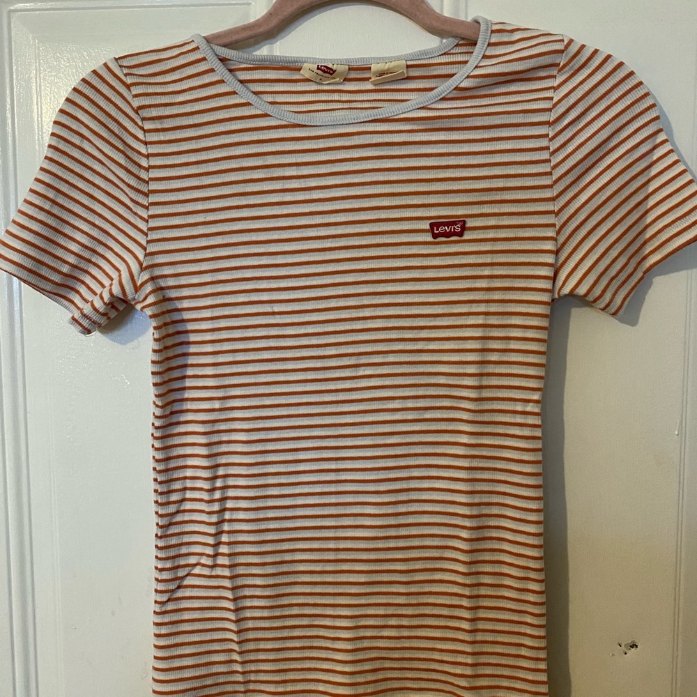 Levi's Orange and White Striped Tee